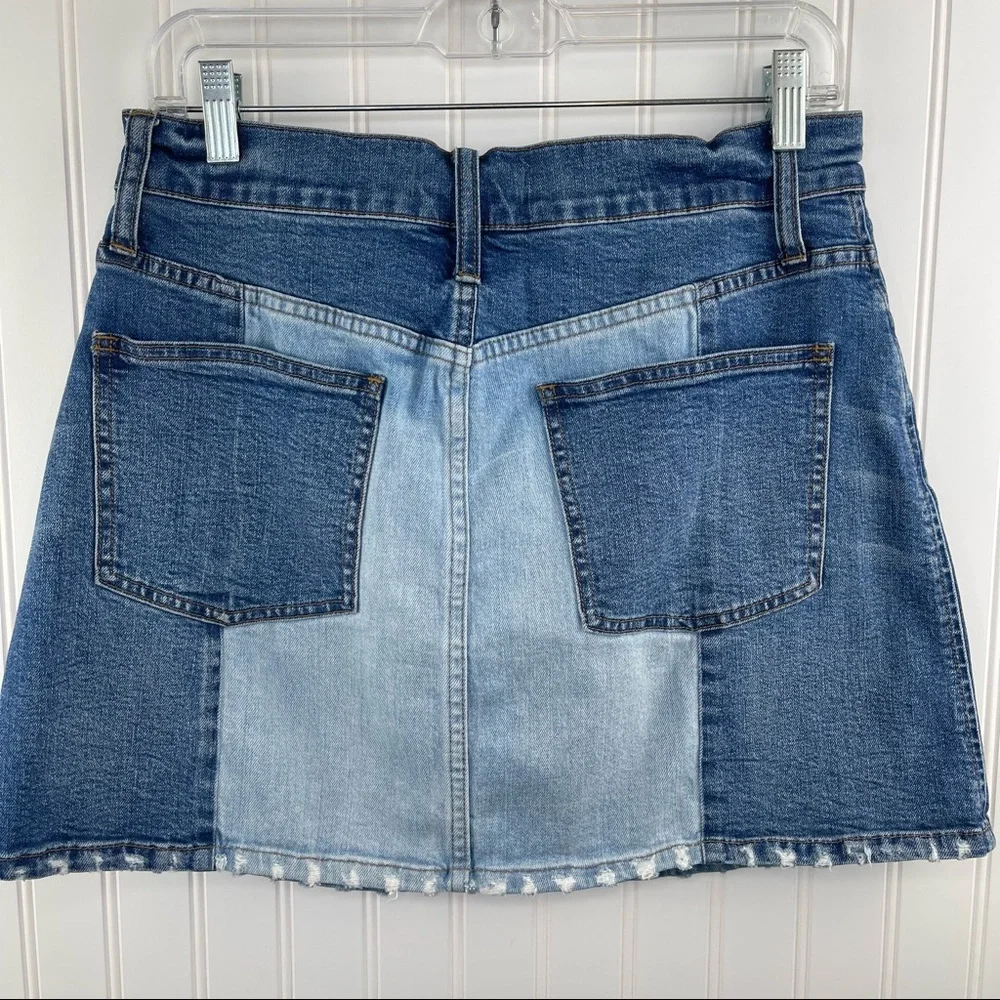 Madewell Pieced McCarren A-Line Denim 2-Tone Jean Skirt Size 29